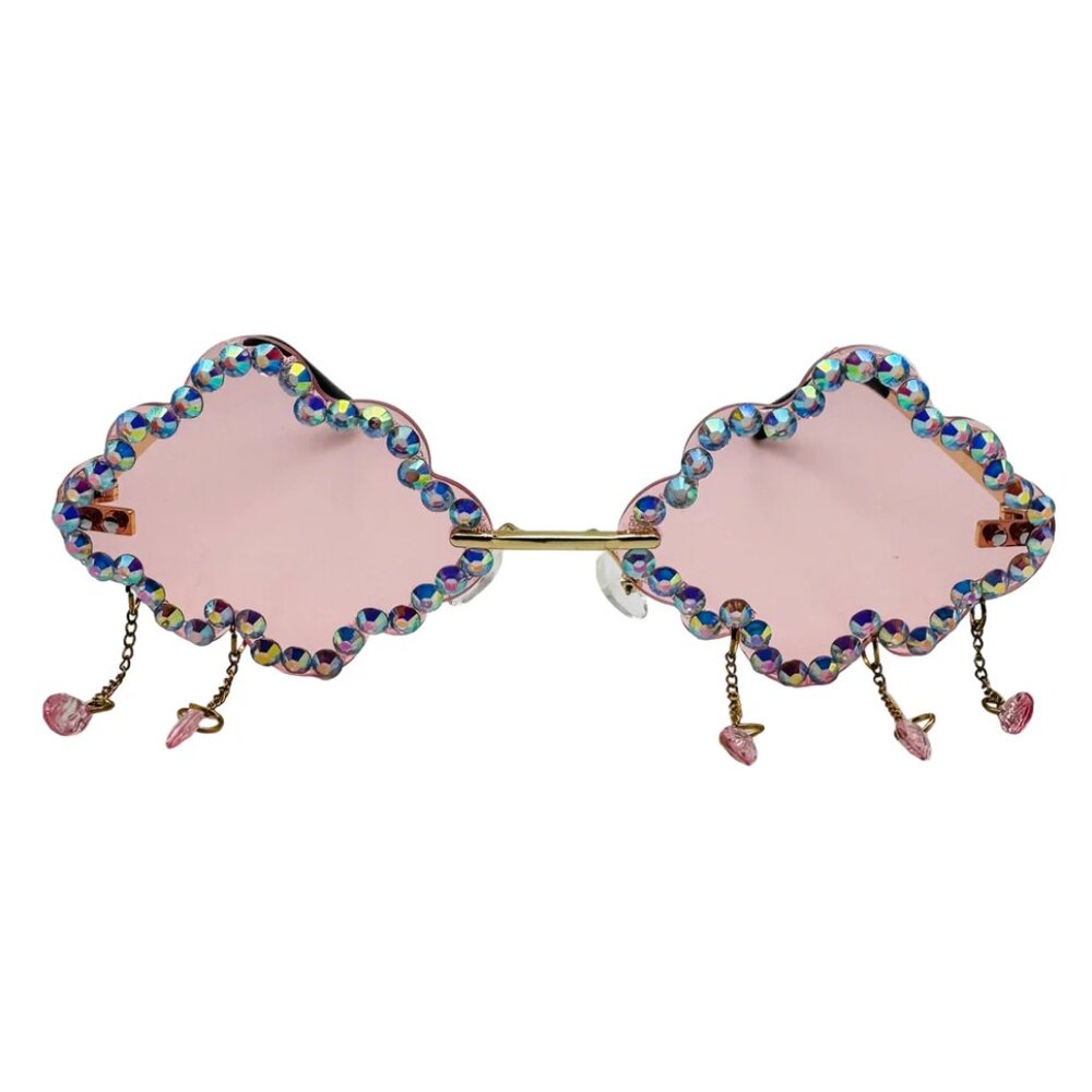 7034 | Pink Cloud Sunglasses with Raindrop Accents
